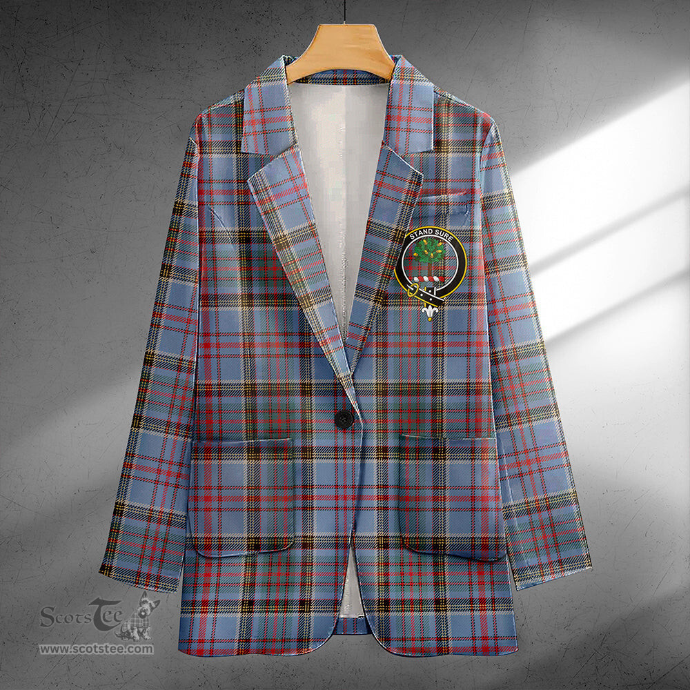 ScotsTee Shop Anderson Old Weathered Clan Crest Casual Tartan Flat Lapel Collar Blazer Tartan Blazer Cotton