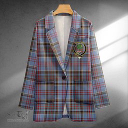 ScotsTee Shop Anderson Old Weathered Clan Crest Casual Tartan Flat Lapel Collar Blazer Tartan Blazer Cotton