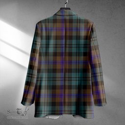 ScotsTee Shop Baird (Baines) Weathered Clan Crest Casual Tartan Flat Lapel Collar Blazer Tartan Blazer Cotton