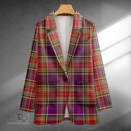 ScotsTee Shop Beaton Weathered Clan Crest Casual Tartan Flat Lapel Collar Blazer Tartan Blazer Cotton