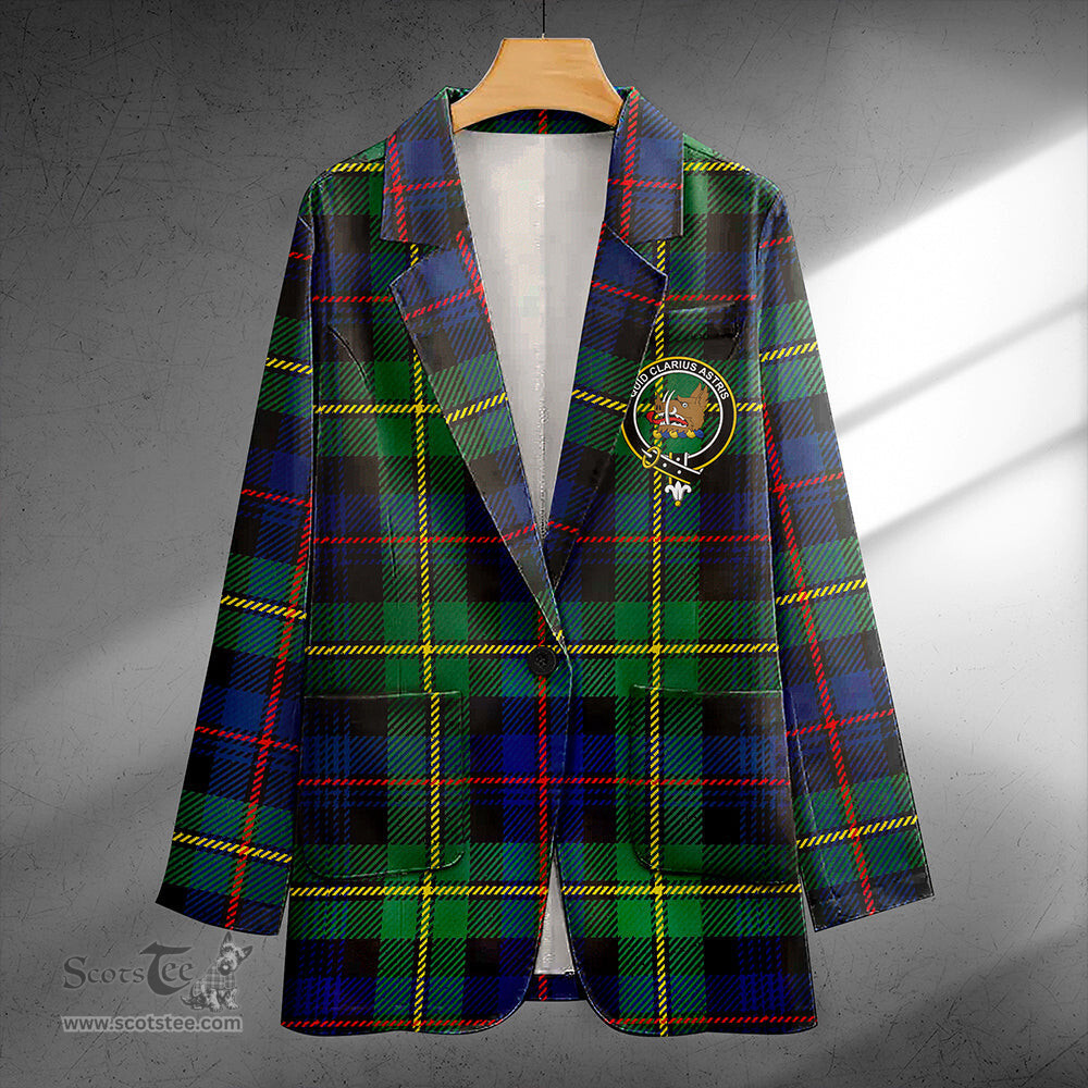 ScotsTee Shop Baillie Modern Clan Crest Casual Tartan Flat Lapel Collar Blazer Tartan Blazer Cotton