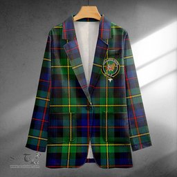 ScotsTee Shop Baillie Modern Clan Crest Casual Tartan Flat Lapel Collar Blazer Tartan Blazer Cotton