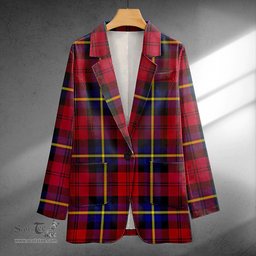 ScotsTee Shop Aitken Modern Clan Crest Casual Tartan Flat Lapel Collar Blazer Tartan Blazer Cotton