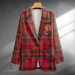 ScotsTee Shop Brown of Castledean (Broun of Castledean) Weathered Clan Crest Casual Tartan Flat Lapel Collar Blazer Tartan Blazer Cotton
