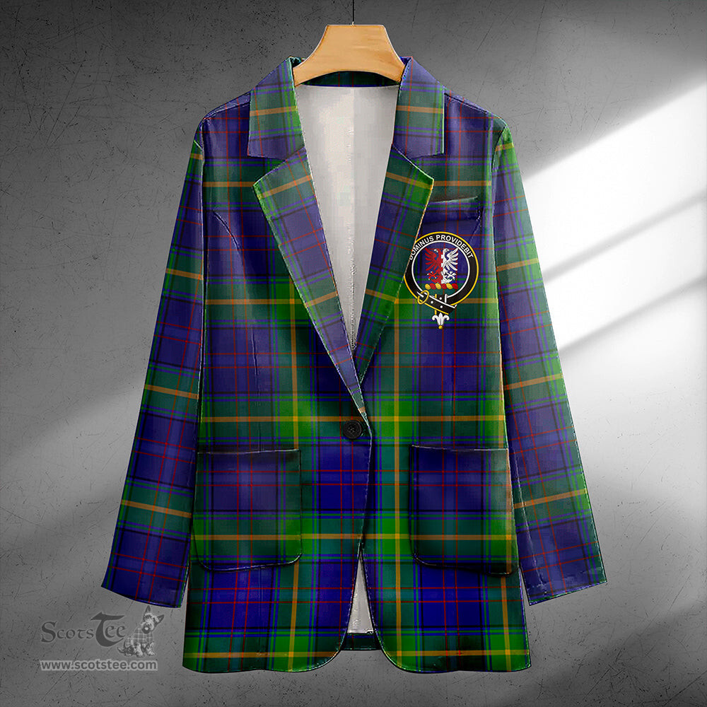 ScotsTee Shop Boyle Clan Crest Casual Tartan Flat Lapel Collar Blazer Tartan Blazer Cotton