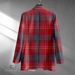 ScotsTee Shop Chisholm Weathered Clan Crest Casual Tartan Flat Lapel Collar Blazer Tartan Blazer Cotton