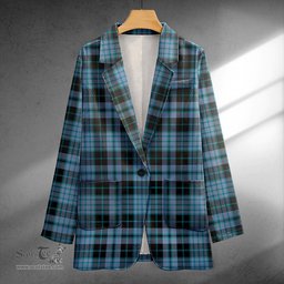 ScotsTee Shop Clark (Clergy) Ancient Clan Crest Casual Tartan Flat Lapel Collar Blazer Tartan Blazer Cotton