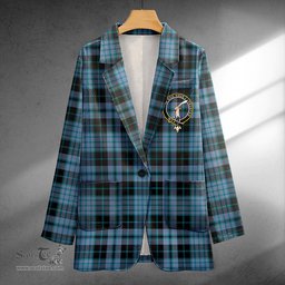 ScotsTee Shop Clark (Clergy) Ancient Clan Crest Casual Tartan Flat Lapel Collar Blazer Tartan Blazer Cotton