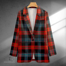 ScotsTee Shop Brown (Broun) Ancient Clan Crest Casual Tartan Flat Lapel Collar Blazer Tartan Blazer Cotton