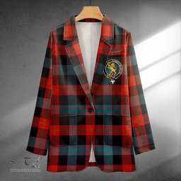 ScotsTee Shop Brown (Broun) Ancient Clan Crest Casual Tartan Flat Lapel Collar Blazer Tartan Blazer Cotton