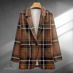 ScotsTee Shop Cleghorn Weathered Clan Crest Casual Tartan Flat Lapel Collar Blazer Tartan Blazer Cotton
