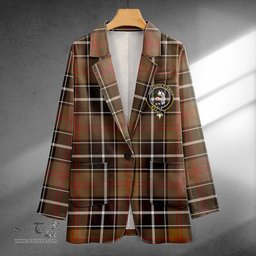 ScotsTee Shop Cleghorn Weathered Clan Crest Casual Tartan Flat Lapel Collar Blazer Tartan Blazer Cotton