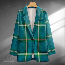ScotsTee Shop Cleland Ancient Clan Crest Casual Tartan Flat Lapel Collar Blazer Tartan Blazer Cotton