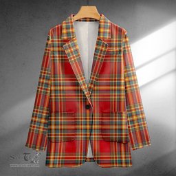 ScotsTee Shop Chattan Weathered Clan Crest Casual Tartan Flat Lapel Collar Blazer Tartan Blazer Cotton