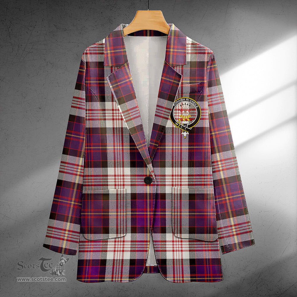 ScotsTee Shop Cameron of Erracht Dress #2 Weathered 2 Clan Crest Casual Tartan Flat Lapel Collar Blazer Tartan Blazer Cotton