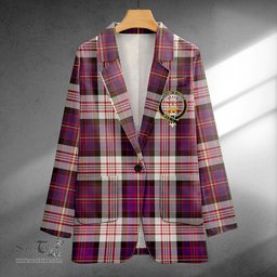 ScotsTee Shop Cameron of Erracht Dress #2 Weathered 2 Clan Crest Casual Tartan Flat Lapel Collar Blazer Tartan Blazer Cotton