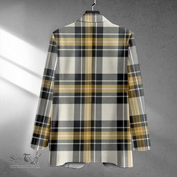 ScotsTee Shop Burns Weathered Clan Crest Casual Tartan Flat Lapel Collar Blazer Tartan Blazer Cotton