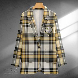 ScotsTee Shop Burns Weathered Clan Crest Casual Tartan Flat Lapel Collar Blazer Tartan Blazer Cotton