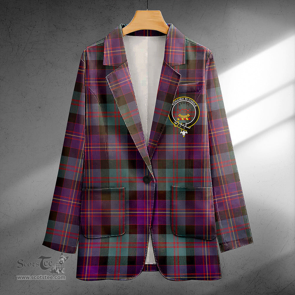 ScotsTee Shop Cameron of Erracht #3 Weathered 2 Clan Crest Casual Tartan Flat Lapel Collar Blazer Tartan Blazer Cotton