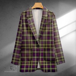 ScotsTee Shop Campbell of Argyll 1815 Weathered 2 Clan Crest Casual Tartan Flat Lapel Collar Blazer Tartan Blazer Cotton