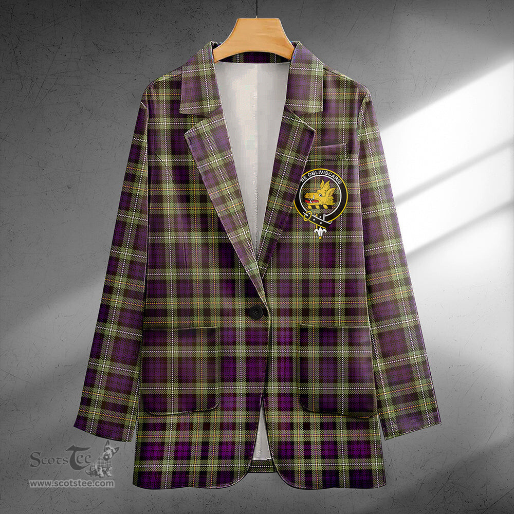 ScotsTee Shop Campbell of Argyll 1815 Weathered 2 Clan Crest Casual Tartan Flat Lapel Collar Blazer Tartan Blazer Cotton