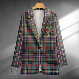 ScotsTee Shop Bisset Weathered Clan Crest Casual Tartan Flat Lapel Collar Blazer Tartan Blazer Cotton