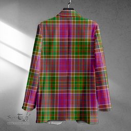 ScotsTee Shop Bowie Ancient Clan Crest Casual Tartan Flat Lapel Collar Blazer Tartan Blazer Cotton