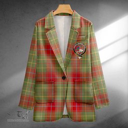 ScotsTee Shop Burnett of Powis Weathered Clan Crest Casual Tartan Flat Lapel Collar Blazer Tartan Blazer Cotton