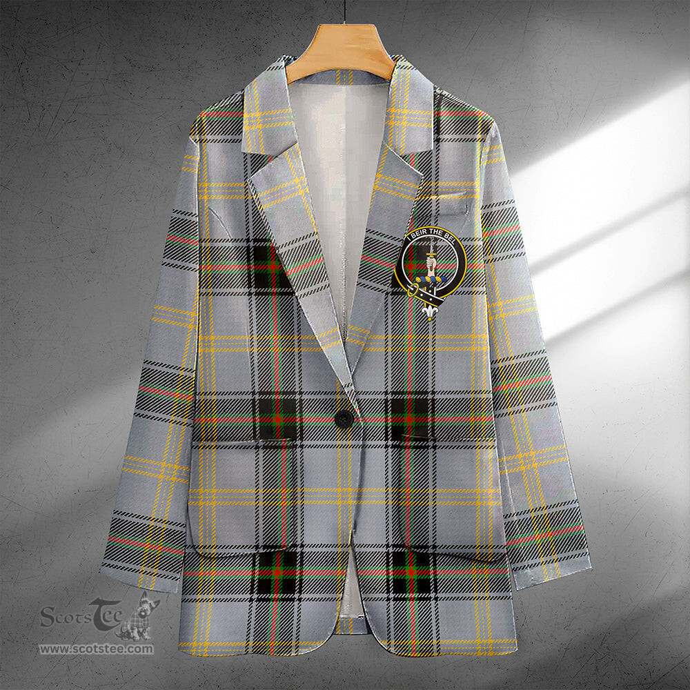ScotsTee Shop Bell of the Borders Ancient Clan Crest Casual Tartan Flat Lapel Collar Blazer Tartan Blazer Cotton