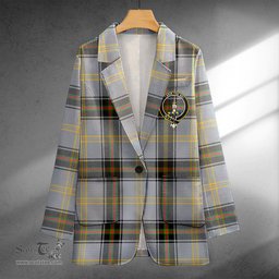 ScotsTee Shop Bell of the Borders Ancient Clan Crest Casual Tartan Flat Lapel Collar Blazer Tartan Blazer Cotton