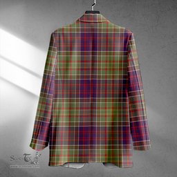 ScotsTee Shop Bowie Weathered Clan Crest Casual Tartan Flat Lapel Collar Blazer Tartan Blazer Cotton