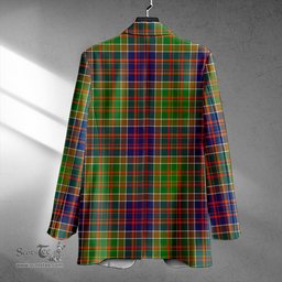 ScotsTee Shop Bowie Modern Clan Crest Casual Tartan Flat Lapel Collar Blazer Tartan Blazer Cotton