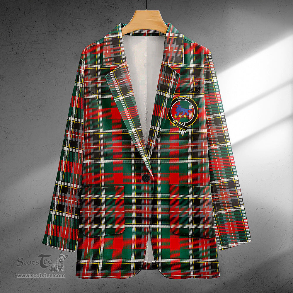 ScotsTee Shop Bruce of Kinnaird Modern Clan Crest Casual Tartan Flat Lapel Collar Blazer Tartan Blazer Cotton