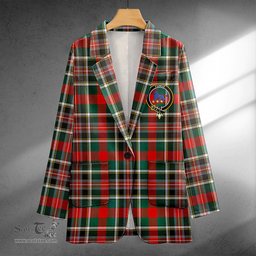 ScotsTee Shop Bruce of Kinnaird Modern Clan Crest Casual Tartan Flat Lapel Collar Blazer Tartan Blazer Cotton