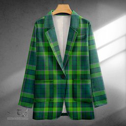 ScotsTee Shop Blackwood Modern Clan Crest Casual Tartan Flat Lapel Collar Blazer Tartan Blazer Cotton
