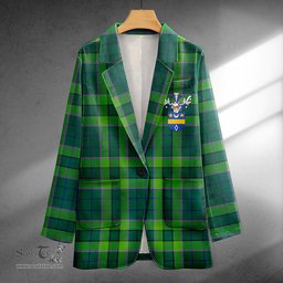 ScotsTee Shop Blackwood Modern Clan Crest Casual Tartan Flat Lapel Collar Blazer Tartan Blazer Cotton