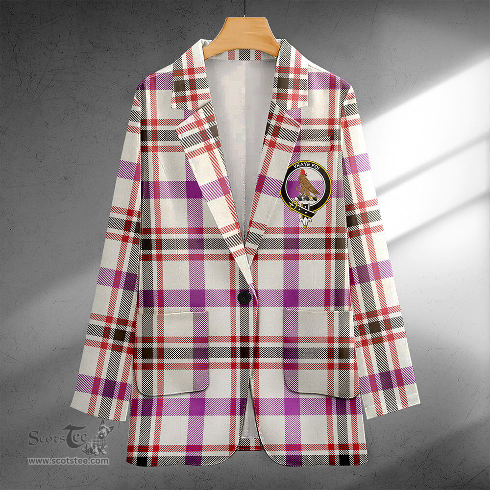 ScotsTee Shop Boswell Dress Weathered Clan Crest Casual Tartan Flat Lapel Collar Blazer Tartan Blazer Cotton
