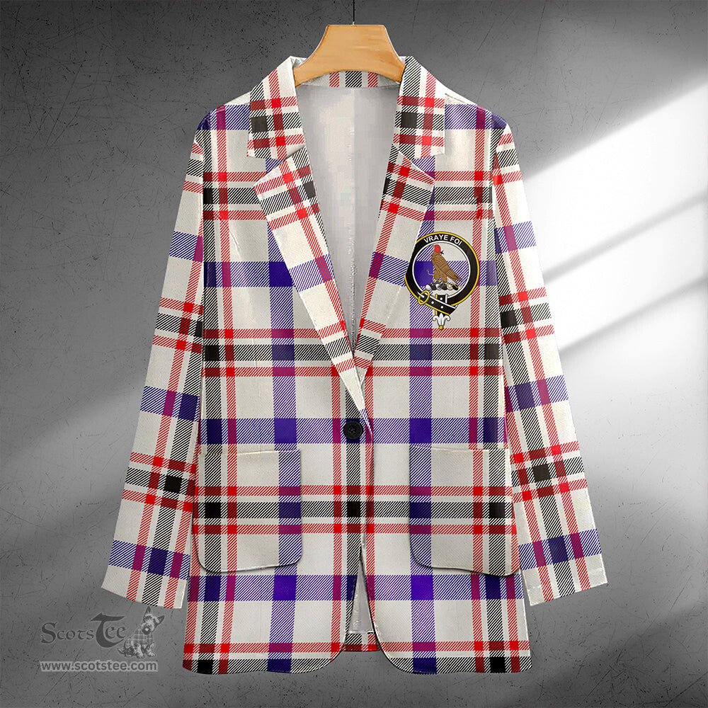 ScotsTee Shop Boswell Dress Modern Clan Crest Casual Tartan Flat Lapel Collar Blazer Tartan Blazer Cotton