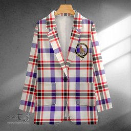 ScotsTee Shop Boswell Dress Modern Clan Crest Casual Tartan Flat Lapel Collar Blazer Tartan Blazer Cotton