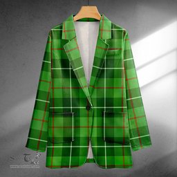 ScotsTee Shop Clephan (or Clephane) Clan Crest Casual Tartan Flat Lapel Collar Blazer Tartan Blazer Cotton