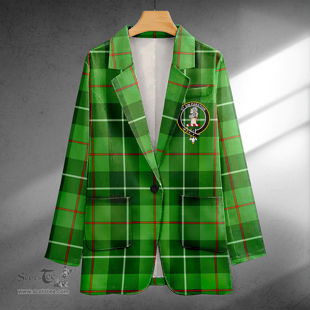 ScotsTee Shop Clephan (or Clephane) Clan Crest Casual Tartan Flat Lapel Collar Blazer Tartan Blazer Cotton