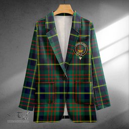 ScotsTee Shop Cameron of Lochiel Hunting Modern 2 Clan Crest Casual Tartan Flat Lapel Collar Blazer Tartan Blazer Cotton