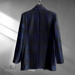 ScotsTee Shop Clark (Clergy) Modern Clan Crest Casual Tartan Flat Lapel Collar Blazer Tartan Blazer Cotton