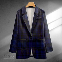 ScotsTee Shop Clark (Clergy) Modern Clan Crest Casual Tartan Flat Lapel Collar Blazer Tartan Blazer Cotton