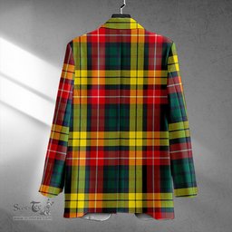 ScotsTee Shop Buchanan Modern Clan Crest Casual Tartan Flat Lapel Collar Blazer Tartan Blazer Cotton
