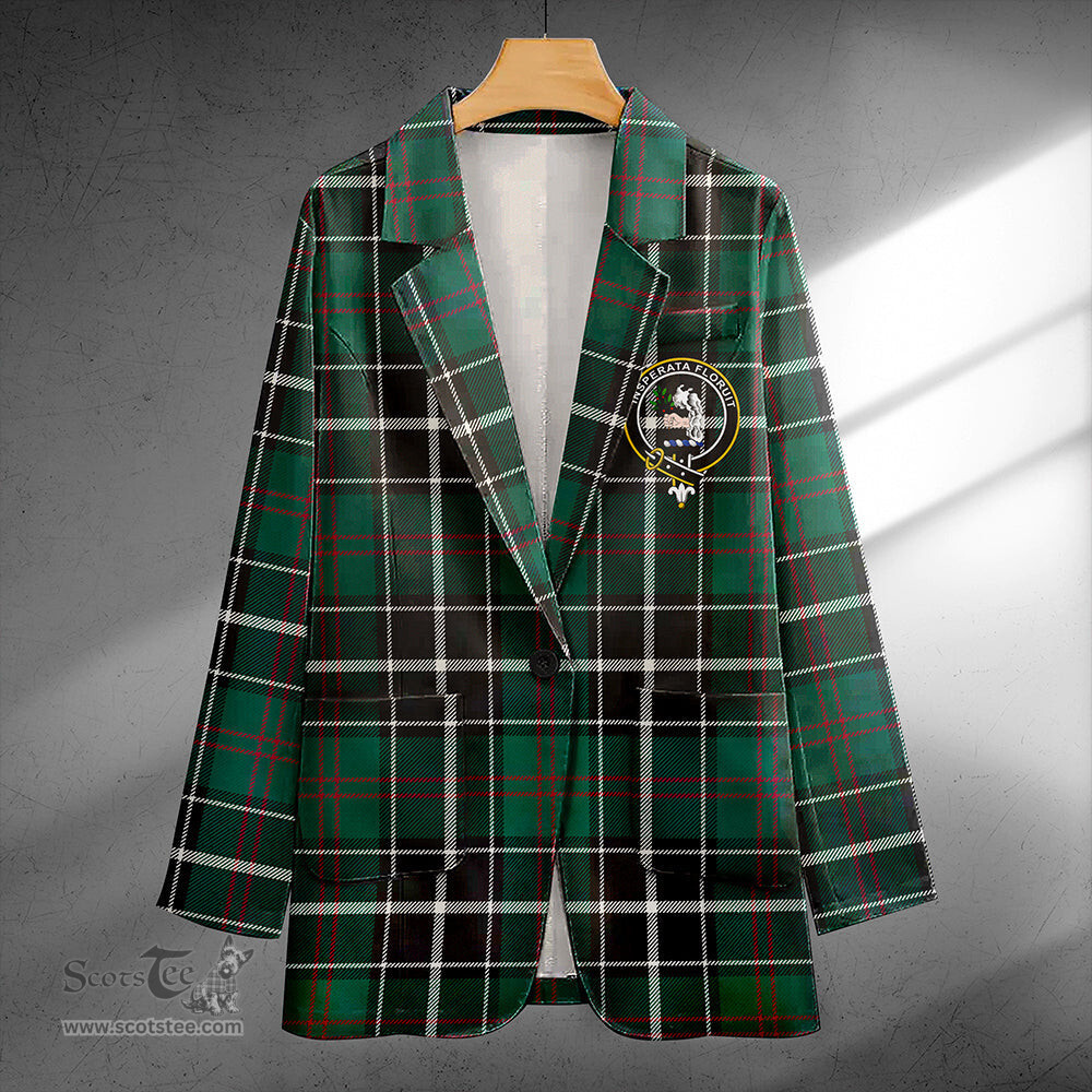 ScotsTee Shop Cleghorn Modern Clan Crest Casual Tartan Flat Lapel Collar Blazer Tartan Blazer Cotton