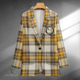 ScotsTee Shop Burns Ancient Clan Crest Casual Tartan Flat Lapel Collar Blazer Tartan Blazer Cotton