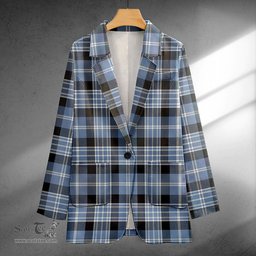 ScotsTee Shop Clark Ancient Clan Crest Casual Tartan Flat Lapel Collar Blazer Tartan Blazer Cotton