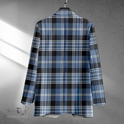 ScotsTee Shop Clark Ancient Clan Crest Casual Tartan Flat Lapel Collar Blazer Tartan Blazer Cotton