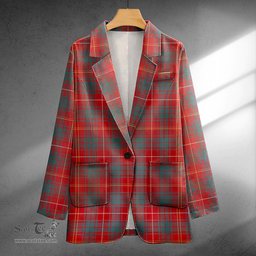 ScotsTee Shop Bruce Weathered Clan Crest Casual Tartan Flat Lapel Collar Blazer Tartan Blazer Cotton
